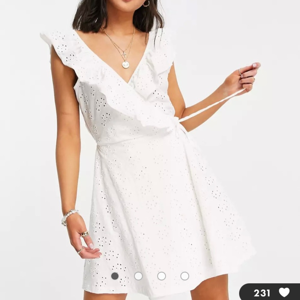 ASOS Floral Broderie Wrap Frill Mini Dress